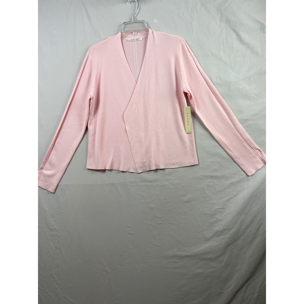 Cyrus Cardigan Sweater Womens Large Pink Open Front Wrap Knit Feminine NWT